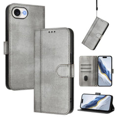 Line Splicing Buckle Retro Leather Phone Cas...