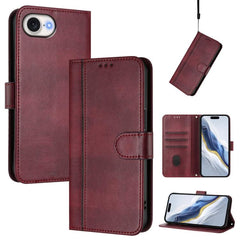 Line Splicing Buckle Retro Leather Phone Cas...