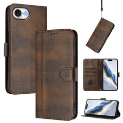 Line Splicing Buckle Retro Leather Phone Cas...