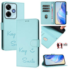 Funda de cuero RFID con relieve de sonrisa p...