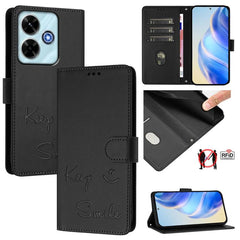 Funda de cuero RFID con relieve de sonrisa p...