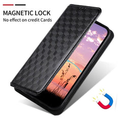 Funda de cuero plegable con textura de cuadr...