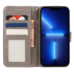 Funda de cuero tipo libro con relieve de flo...