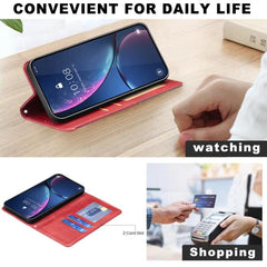 Funda magnética de cuero con textura de romb...