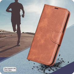 Funda para teléfono plegable de cuero de col...