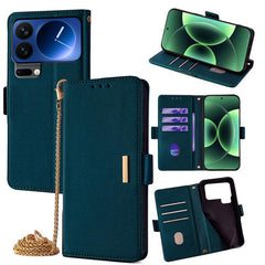 Funda de cuero para teléfono con cadena cruz...