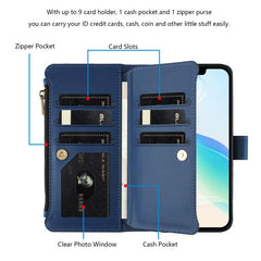 Magnetic Closure 9 Card Slots Zipper Leather...