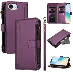 Magnetic Closure 9 Card Slots Zipper Leather...