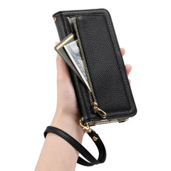 ESEBLE E11 Cartera de piel con cremallera y ...