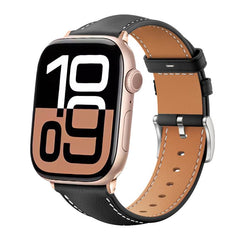 Correa de reloj de cuero de grano fino Black...