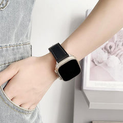 Correa de reloj de cuero de grano fino Black...