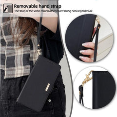 Funda de cuero para teléfono con cadena cruz...