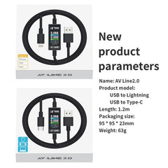 18 tipos de cable AV-Line 2.0 de 1,2 m con d...