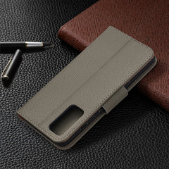 Litchi Texture Pure Color Horizontal Flip PU...