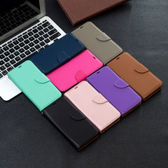 Litchi Texture Pure Color Horizontal Flip PU...