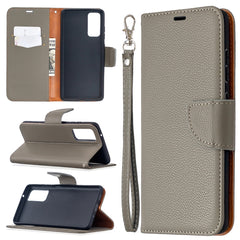 Litchi Texture Pure Color Horizontal Flip PU...