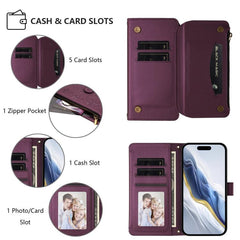 Funda de cuero para teléfono con cartera mul...