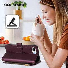 Funda de cuero para teléfono con cartera mul...