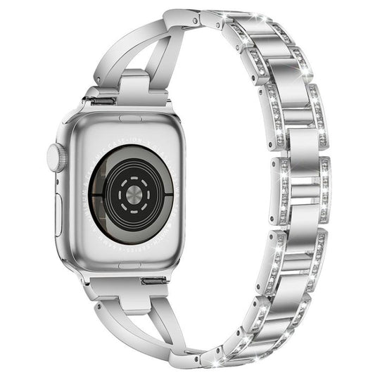 Correa de reloj de metal con diamantes de un...