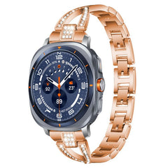 Correa de reloj de metal con diamantes de un...