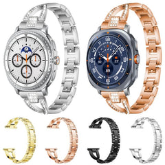 Correa de reloj de metal con diamantes de un...