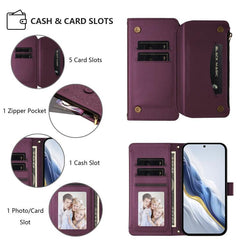 Funda de cuero para teléfono con cartera mul...