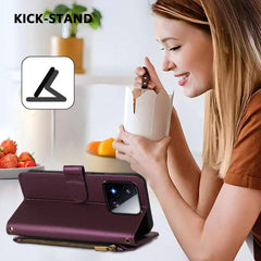 Funda de cuero para teléfono con cartera mul...