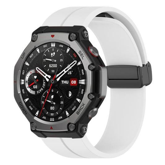Correa de reloj de silicona negra plegable c...