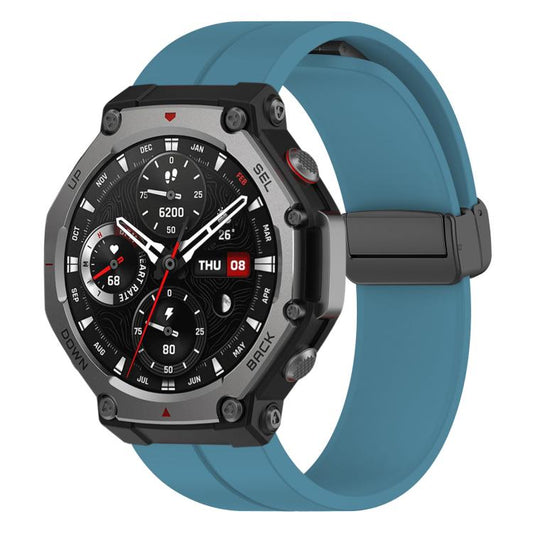 Correa de reloj de silicona negra plegable c...