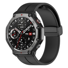 Correa de reloj de silicona negra plegable c...