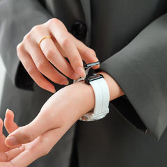 Correa de reloj de silicona negra plegable c...