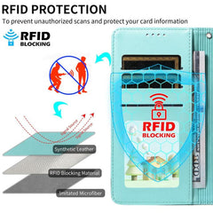 Funda de cuero para teléfono con bloqueo RFI...