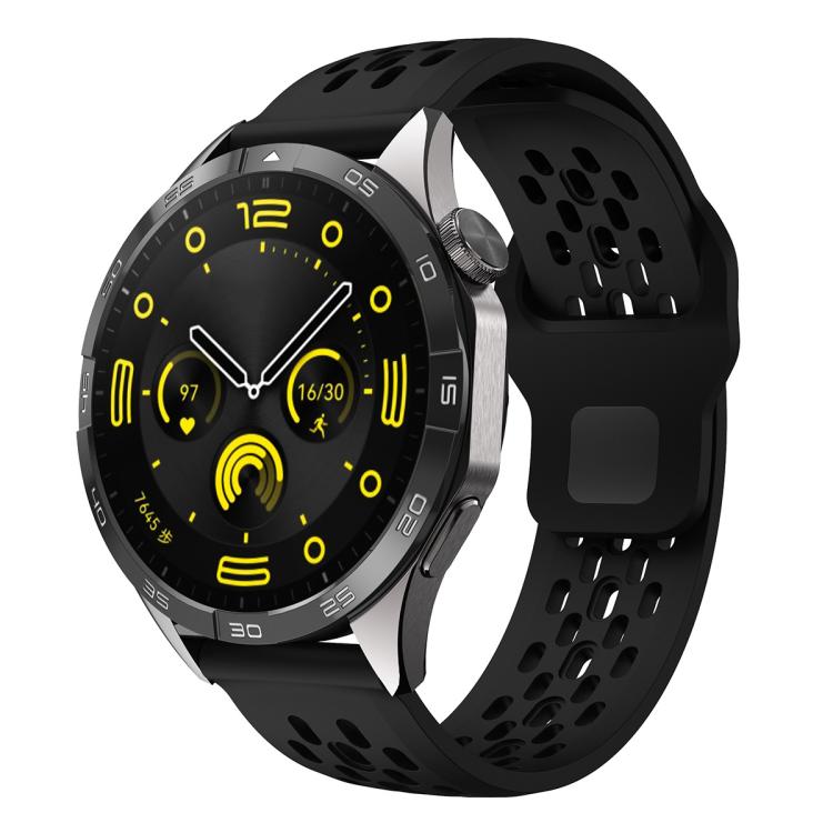 Correa de reloj de silicona negra transpirab...
