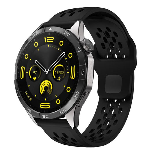 Correa de reloj de silicona negra transpirab...