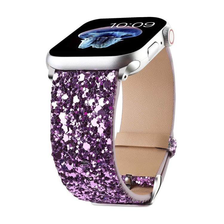 Correa de reloj de cuero con lentejuelas bri...