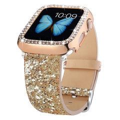 Correa de reloj de cuero con lentejuelas bri...