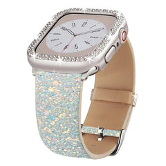 Correa de reloj de cuero con lentejuelas bri...