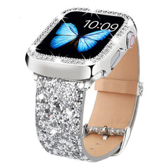 Correa de reloj de cuero con lentejuelas bri...