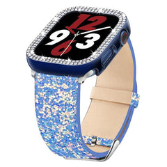 Correa de reloj de cuero con lentejuelas bri...