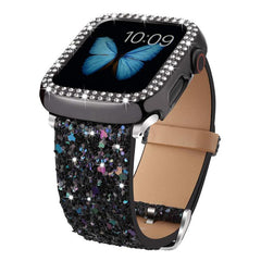 Correa de reloj de cuero con lentejuelas bri...