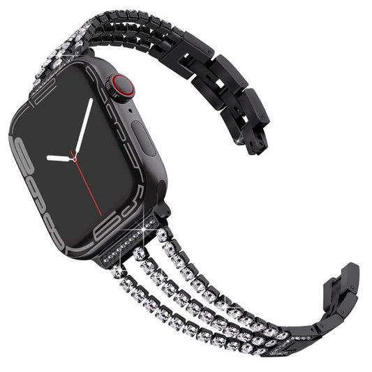 Correa de reloj metálica con tres diamantes ...