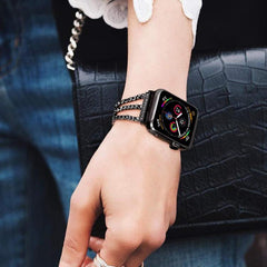 Correa de reloj metálica con tres diamantes ...