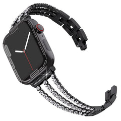 Correa de reloj metálica con tres diamantes ...