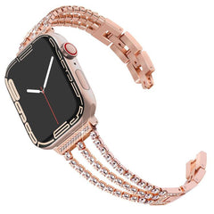 Correa de reloj metálica con tres diamantes ...