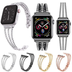 Correa de reloj metálica con tres diamantes ...