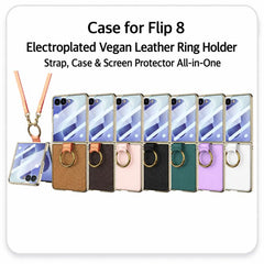 Funda para teléfono de cuero con anillo de g...