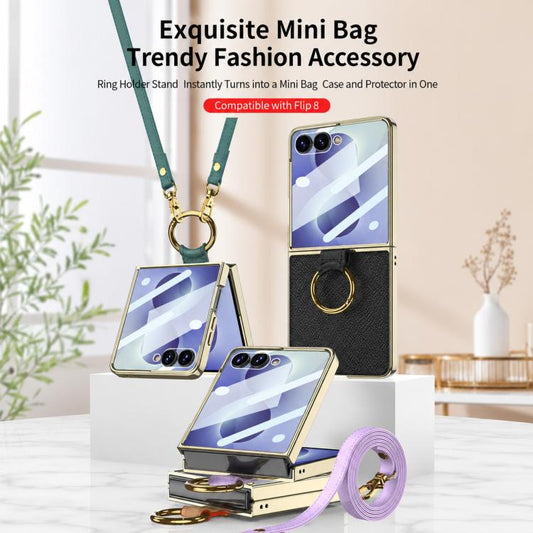 Funda para teléfono de cuero con anillo de g...