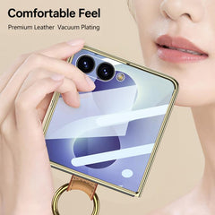 Funda para teléfono de cuero con anillo de g...