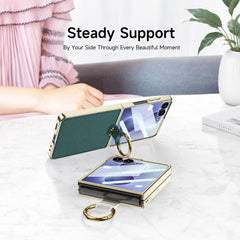 Funda para teléfono de cuero con anillo de g...