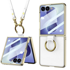 Funda para teléfono de cuero con anillo de g...